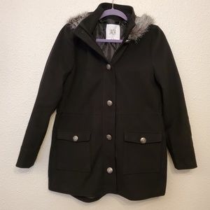 NWOT JACK by BB Dakota black hooded pea coat